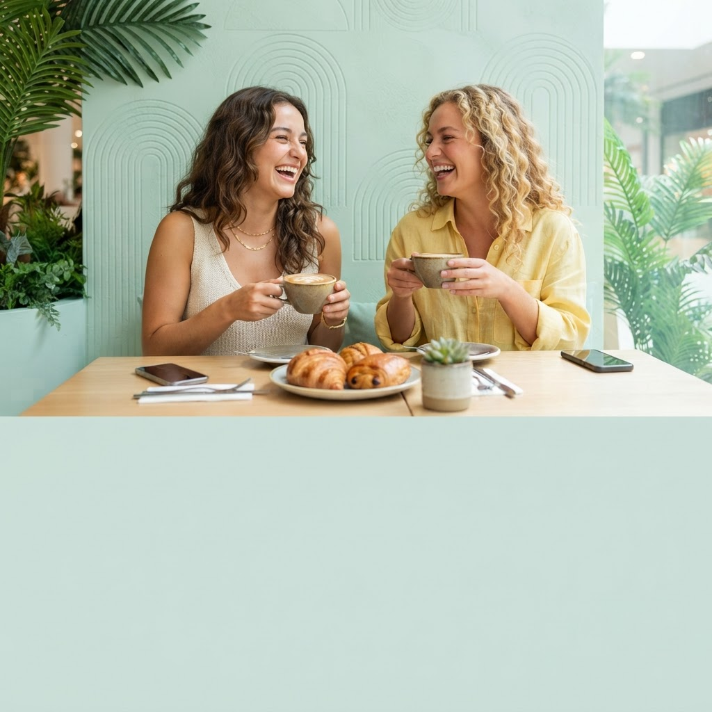 Freunde genießen Kaffee und Gebäck im FORUM Wolfenbüttel